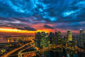 city skyline at night