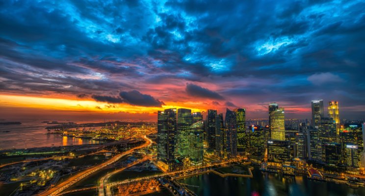 city skyline at night