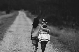 kids walking on path