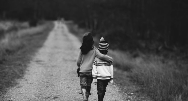 kids walking on path