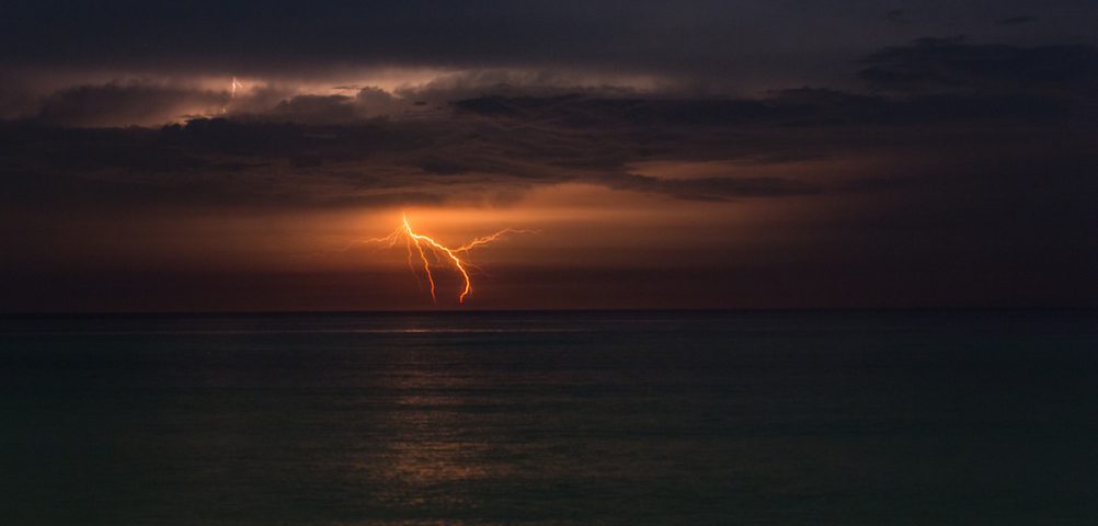 lightning over water